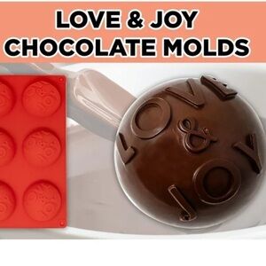 Set of 2 Love & Joy Silicone Chocolate Bomb Molds Tray has six 2.6" half rounds